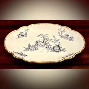 Vintage LIMOGES France Vanity Dresser Jewelry Tray, Harvest Scene